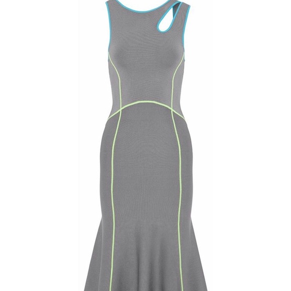 ❌SOLD❌ALEXANDER WANG Gray Midi Cutout Flared Dress - Picture 4 of 8
